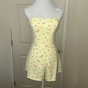 French Connection , Floral Strapless Yellow Romper